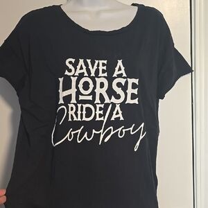 Safe A Horse Rode A Cowboy Black T-Shirt Size M